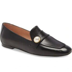 NEW Stuart Weitzman Payson Pearl Leather  Loafers in Black size 9
